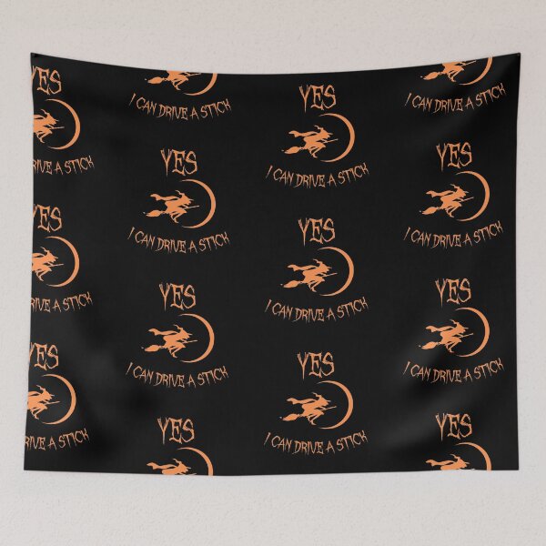Item preview, Yes I Can Drive A Stick Orange Halloween Witch In Black designed and sold by LuckyKermit.