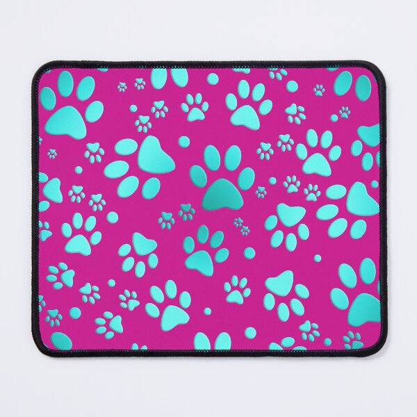 Item preview, Paws pattern in pink turquoise - cats designed and sold by MadandMean.