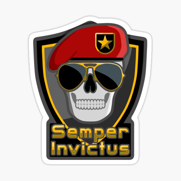 Semper Invictus Skull Patch Sticker For Sale By Bryns Store Redbubble