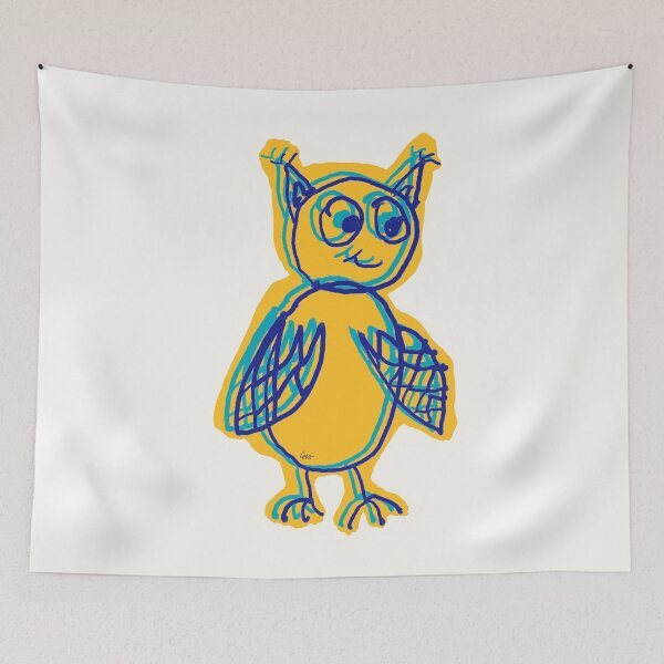 Item preview, owl overlay yellow blue designed and sold by MentaLee.