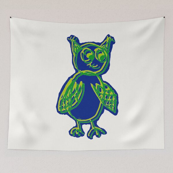 Item preview, owl overlay green blue designed and sold by MentaLee.