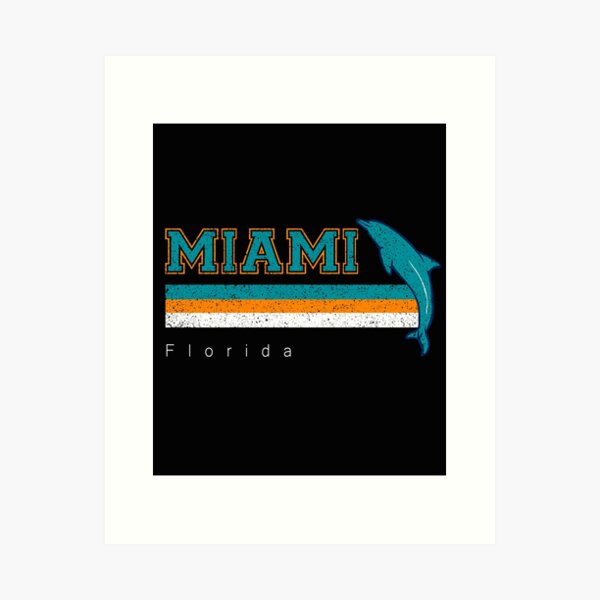 Miami Dolphins Football Team Retro Logo Florida License Plate Art