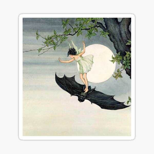 Item preview, The Witch on her Black Bat Vintage Fairy Illustration By Ida Rentoul Outwaite  designed and sold by Bellathewilde.