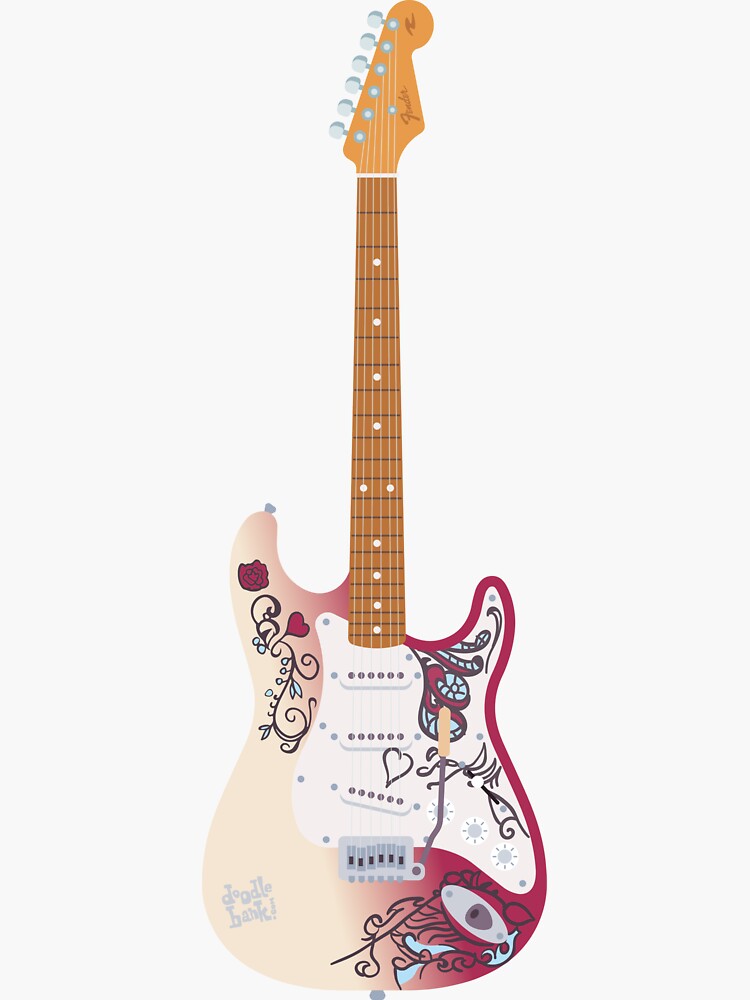 Jimi Hendrix Monterey Stratocaster" Sticker for Sale by doodlebank