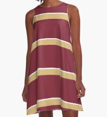 Garnet Gold and White Banded A-Line Dress