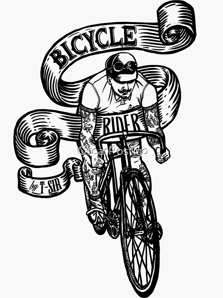 "Bicycle Rider" Sticker for Sale by OscarPostigo Redbubble