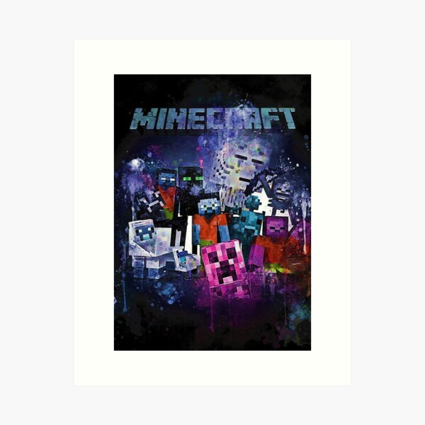 Minecraft Art blue Art Print