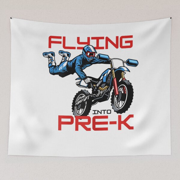 Item preview, Flying Into Pre-k Pre-Kindergarten Kids Dirt Bike Graphic  designed and sold by JethroShop.
