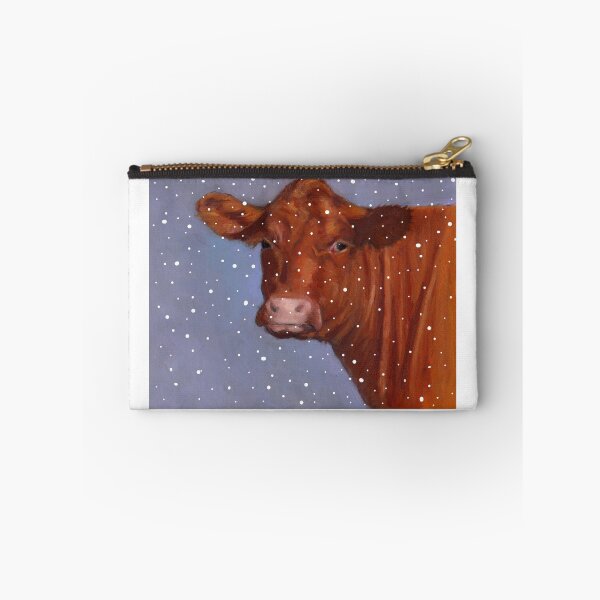 Item preview, Red Beef Cow, Hereford in Snow, Winter, Farm Animal, Art designed and sold by JoyfulWhimsy.