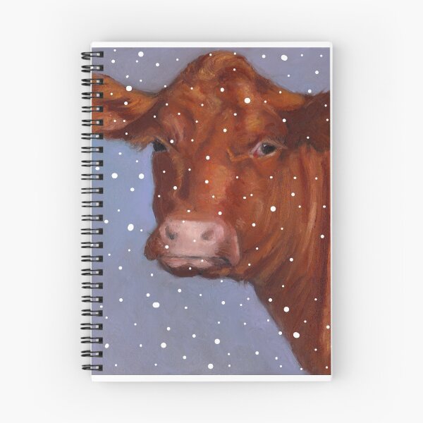 Item preview, Red Beef Cow, Hereford in Snow, Winter, Farm Animal, Art designed and sold by JoyfulWhimsy.