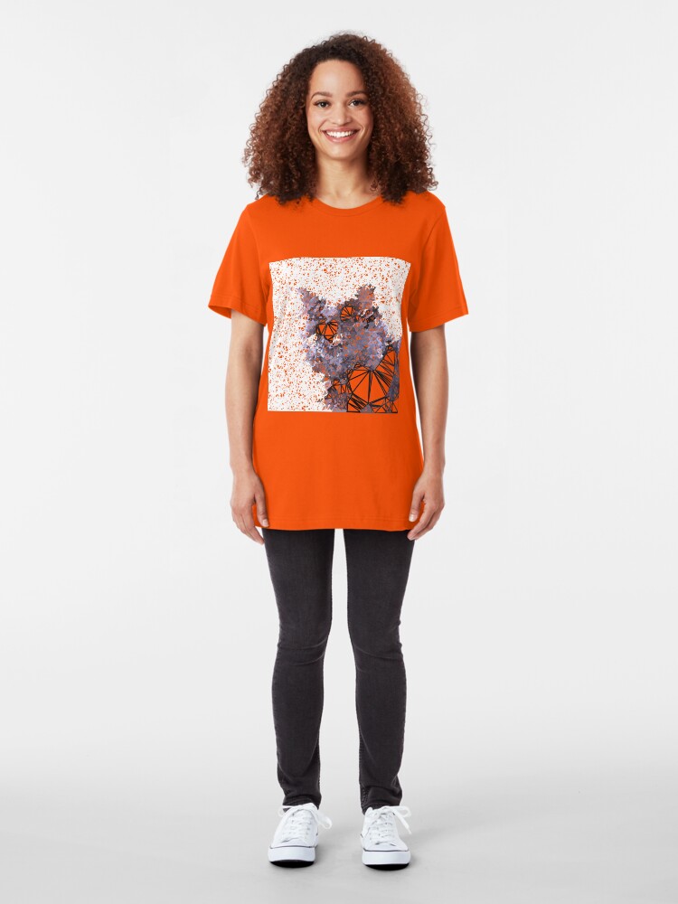 Alternate view of Red Black Cat #Polygonized Slim Fit T-Shirt