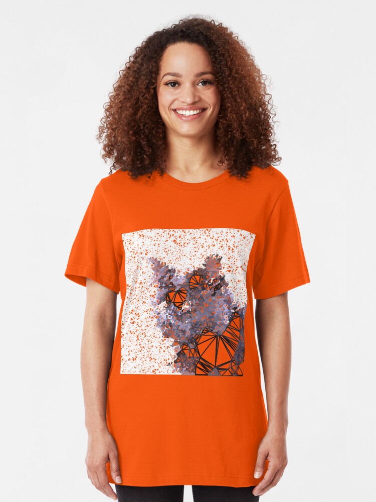 Alternate view of Red Black Cat #Polygonized Slim Fit T-Shirt