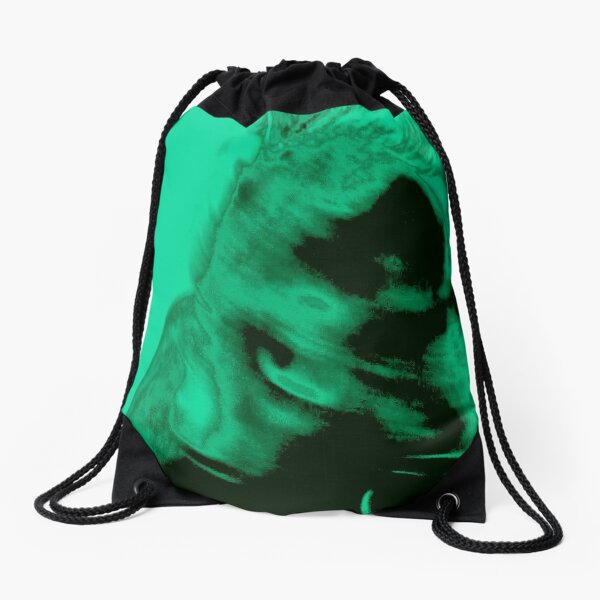 Green design of a cat Drawstring Bag