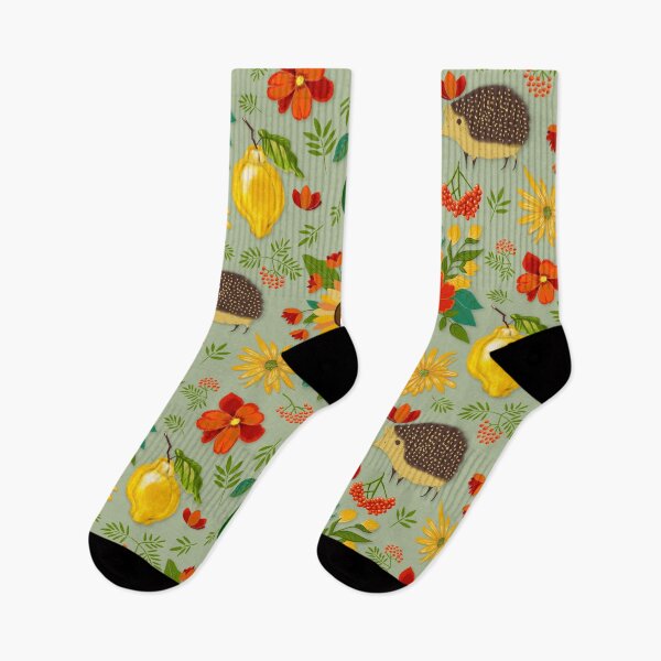 Item preview, Autumn pattern with birds, sunflowers and hedgehogs designed and sold by colorofmagic.
