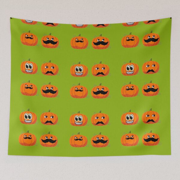 Item preview, Jack O'Lantern Moustache Cute Funny Happy Hallowe'en Thanksgiving Movember Veggie Humour Pumpkin Pattern designed and sold by H3designs.