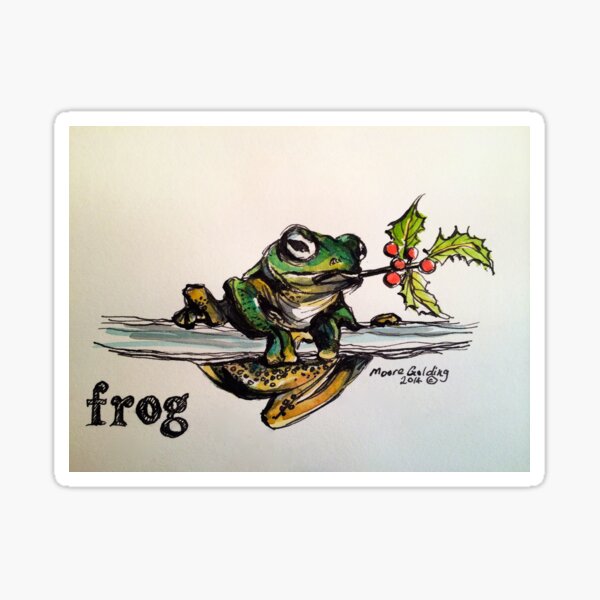 Christmas frog. Elizabeth Moore Golding© Sticker
