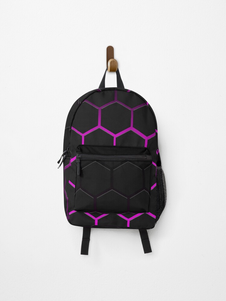 Thumbnail 1 of 3, Backpack, Hexagon Computer Background- Pink designed and sold by RomeoSketches.