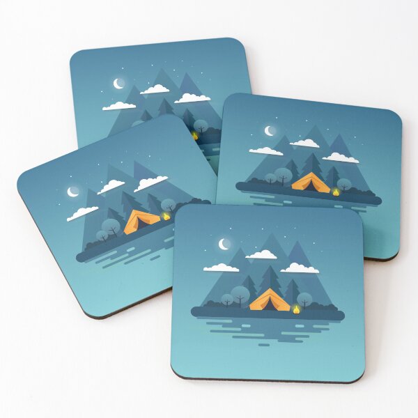Item preview, Night landscape flat style illustration designed and sold by Samridhi Verma.