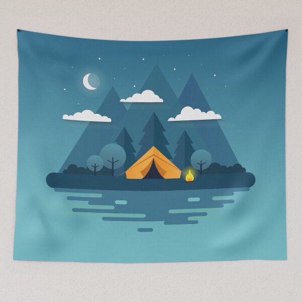 Item preview, Night landscape flat style illustration designed and sold by Samridhi Verma.