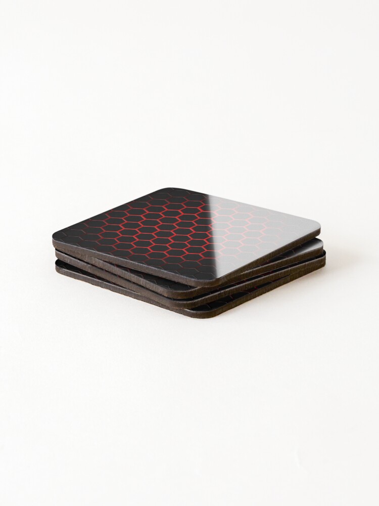Thumbnail 4 of 5, Coasters (Set of 4), Hexagon Computer Background- Red designed and sold by RomeoSketches.