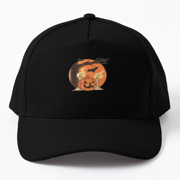 Vintage Pumpkin Scene Halloween Baseball Cap
