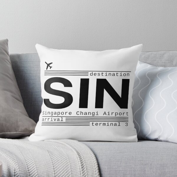 SIN Singapore Changi Airport Call Letters Throw Pillow