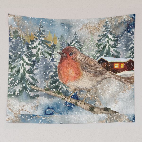 Item preview, robin in the snow winter wonderland designed and sold by sharanarnoldart.