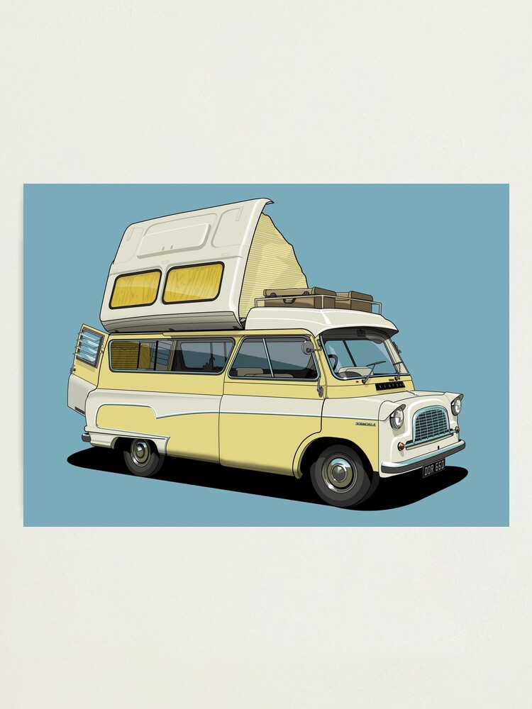Bedford Camper Van in yellow Photographic Print