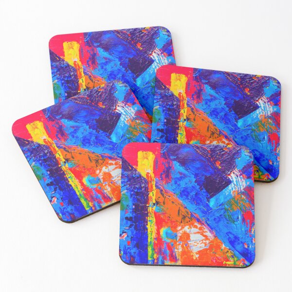 Item preview, Technicolor abstract art work - acrylic painting -  red, blue, green orange and black designed and sold by hasbeenz.