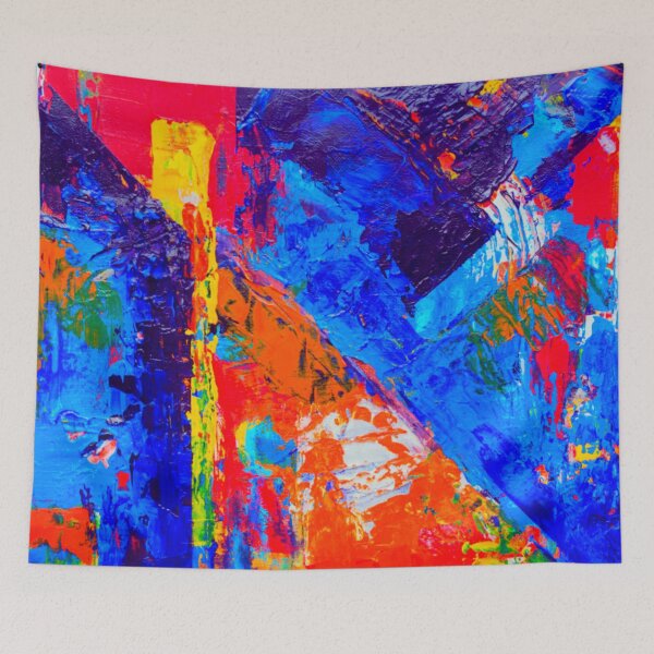 Item preview, Technicolor abstract art work - acrylic painting -  red, blue, green orange and black designed and sold by hasbeenz.