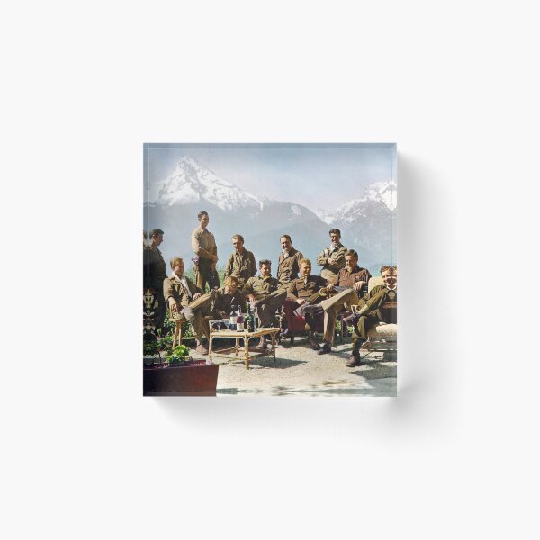 Dick Winters and his Easy Company lounging at Eagle's Nest, Hitler's former residence in the Bavarian Alps, 1945. Acrylic Block