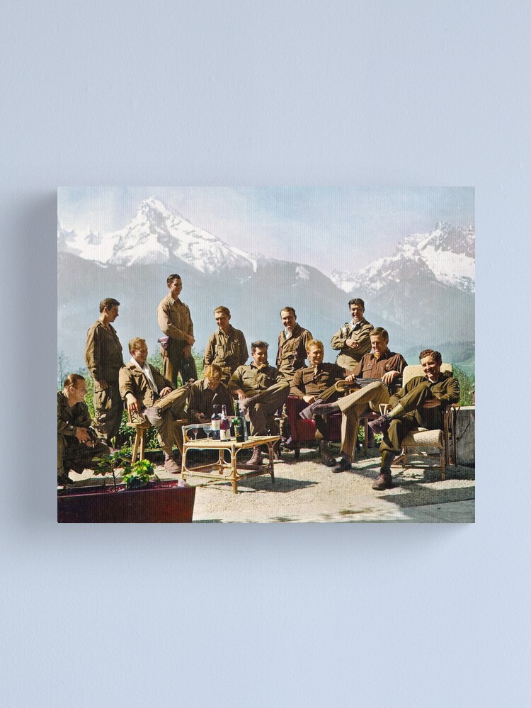 Alternate view of Dick Winters and his Easy Company lounging at Eagle's Nest, Hitler's former residence in the Bavarian Alps, 1945.  Canvas Print