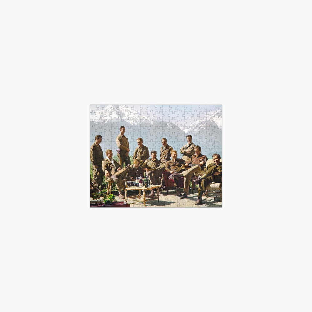 Dick Winters and his Easy Company lounging at Eagle's Nest, Hitler's former residence in the Bavarian Alps, 1945. Jigsaw Puzzle
