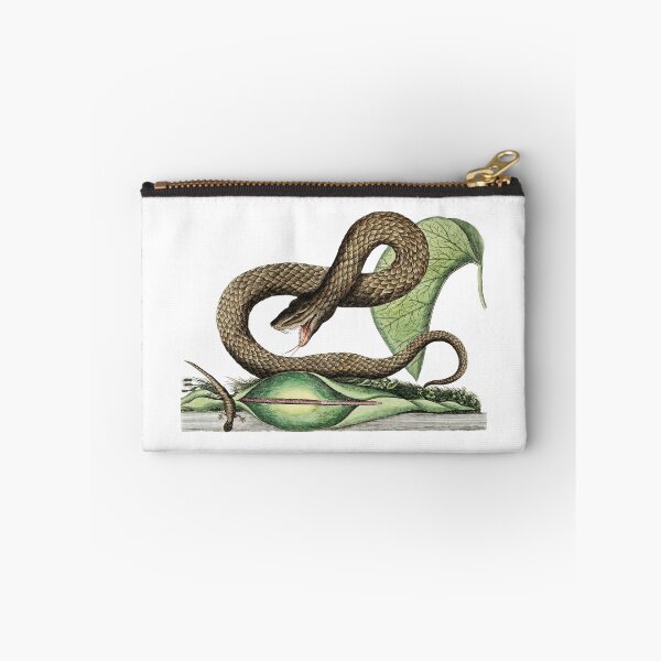 Item preview, Vintage brown viper art with scary venomous snake slithering on leaves for flora and fauna designed and sold by wackodesign.
