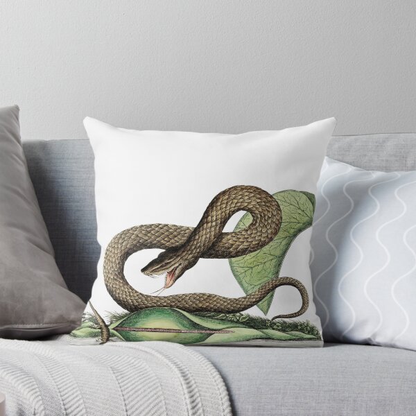 Item preview, Vintage brown viper art with scary venomous snake slithering on leaves for flora and fauna designed and sold by wackodesign.