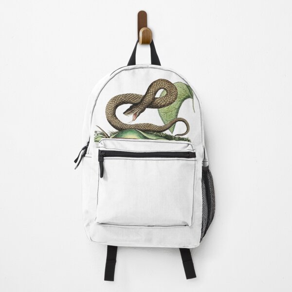Item preview, Vintage brown viper art with scary venomous snake slithering on leaves for flora and fauna designed and sold by wackodesign.