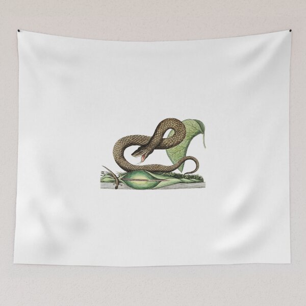 Item preview, Vintage brown viper art with scary venomous snake slithering on leaves for flora and fauna designed and sold by wackodesign.
