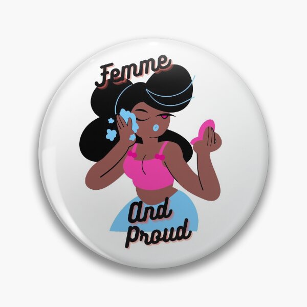 Item preview, Femme and Proud designed and sold by Gender Minorities Aotearoa.