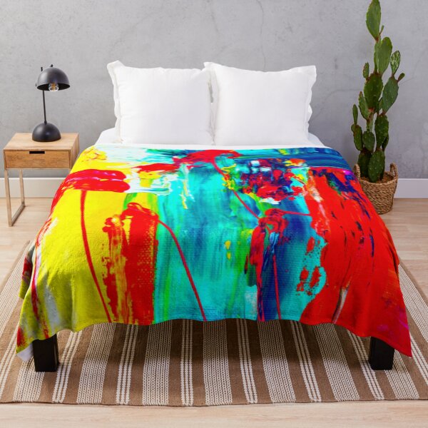 Item preview, Technicolor abstract art work - acrylic painting -  red, blue, teal, yellow and white designed and sold by hasbeenz.