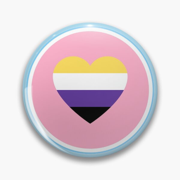 Non-Binary Heart in Trans Flag Circle Pin
