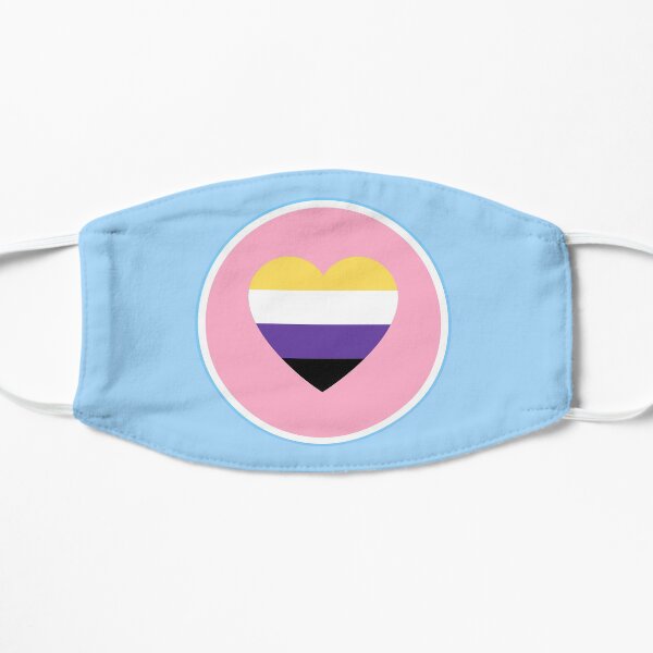 Non-Binary Heart in Trans Flag Circle Flat Mask