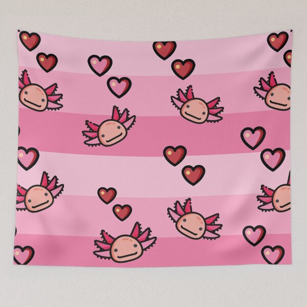 Item preview, Pink Fever Axolotl Love Tapestry designed and sold by wasabileaf.