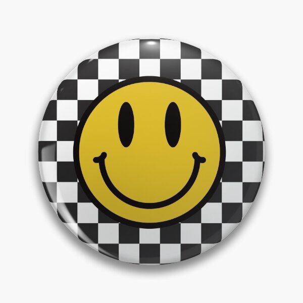 Item preview, smile against a checkered background designed and sold by Queengood.