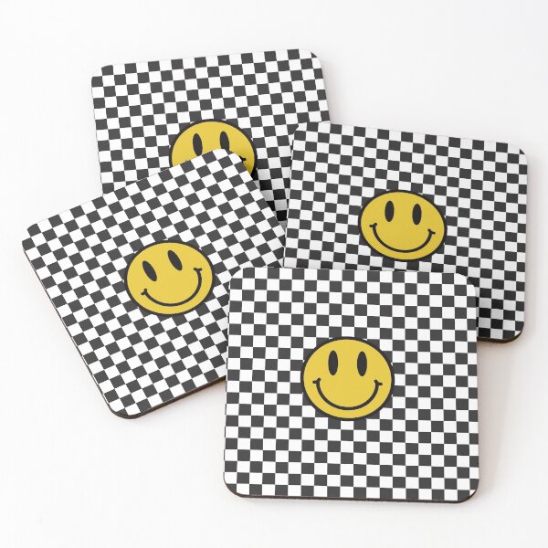 Item preview, smile against a checkered background designed and sold by Queengood.