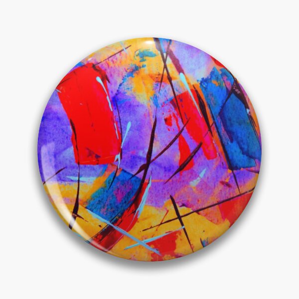 Item preview, Technicolor abstract art work - acrylic painting -  red, blue,aqua, black and orange designed and sold by hasbeenz.