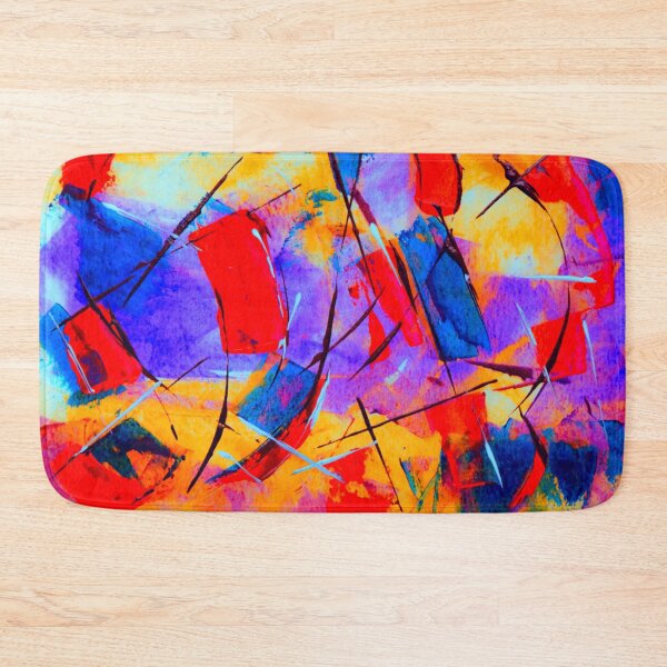 Item preview, Technicolor abstract art work - acrylic painting -  red, blue,aqua, black and orange designed and sold by hasbeenz.