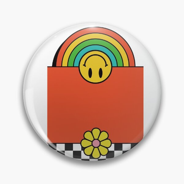 Artikelvorschau, Oranger Hintergrund, gelber Smiley-Gänseblümchen bunter Pop entworfen und verkauft von Queengood.