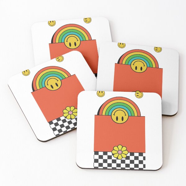 Item preview, Orange background, yellow smiley daisy colorful pop designed and sold by Queengood.