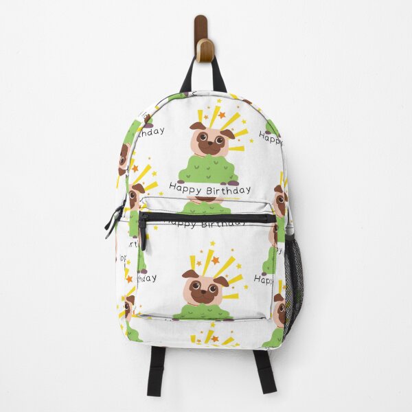 Item preview, Happy Birthday With Funny Pug Hidden Behind Green Grass designed and sold by kucingmaikan.
