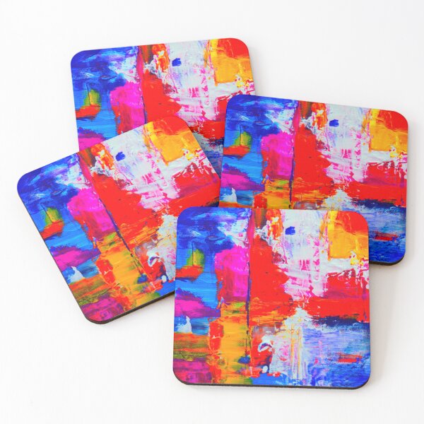 Item preview, Technicolor abstract art work - acrylic painting -  red, blue,magenta, green and orange designed and sold by hasbeenz.